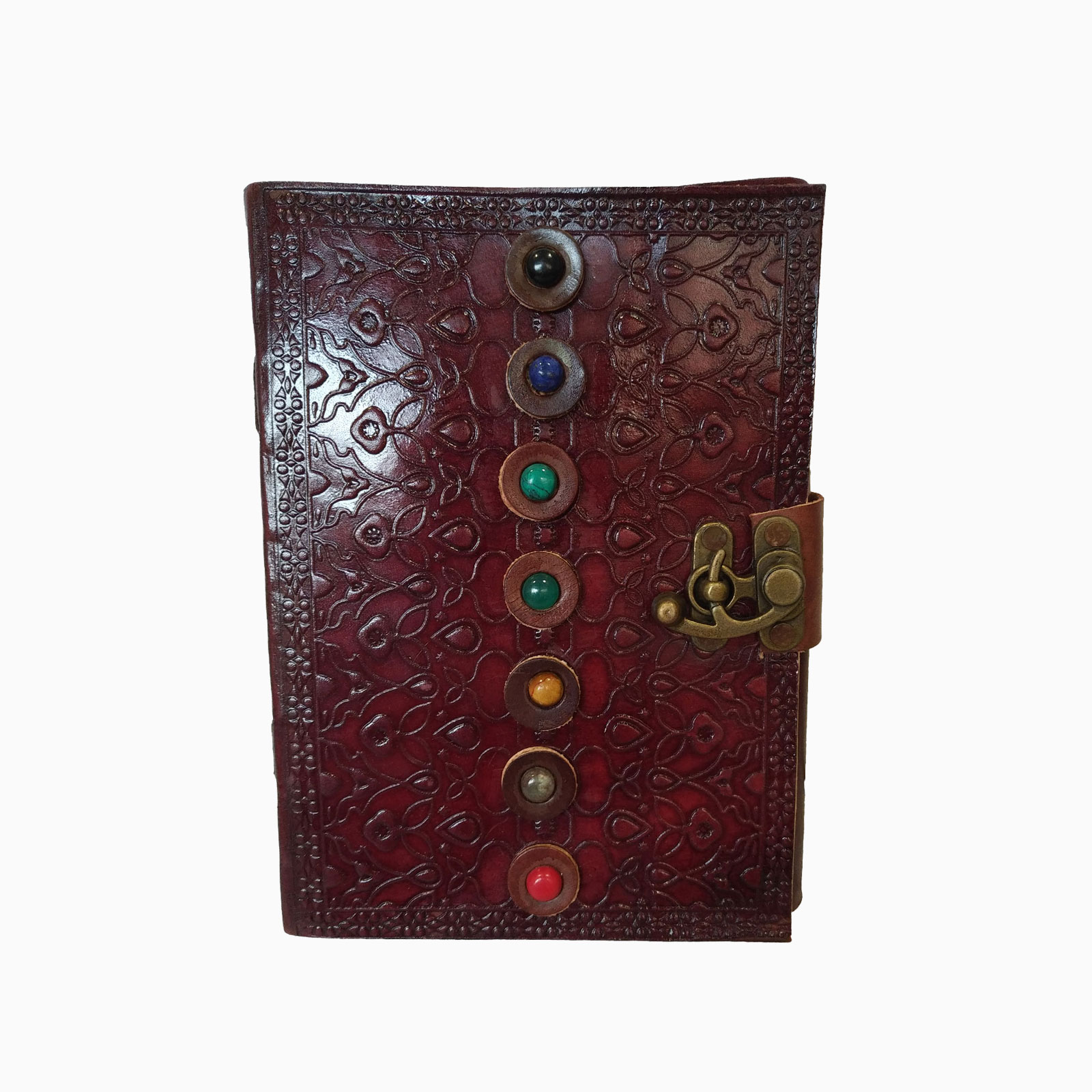 Brown Embossed Seven Stones Diary Genuine Leather  Everyday Oragniser